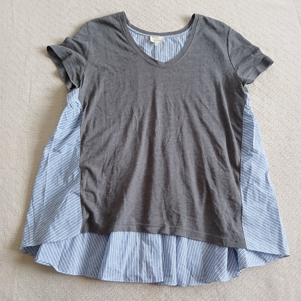 anthropologie deletta callista striped linen top beachy boho cottagecore large
